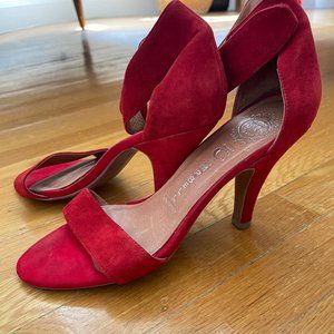 Jeffrey Campbell Ankle Strap Suede Heels, Red, size 9.5